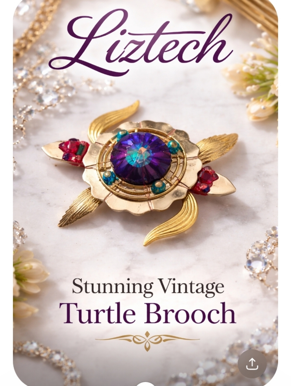 Elegant Multicolor Turtle Brooch By LIZTECH 98